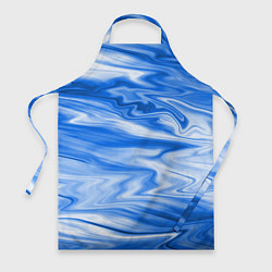 Фартук кулинарный Бело синий абстрактный фон Волны, цвет: 3D-принт