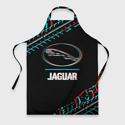 Фартук кулинарный Значок Jaguar в стиле glitch на темном фоне, цвет: 3D-принт