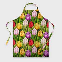 Фартук кулинарный Объемные разноцветные тюльпаны, цвет: 3D-принт