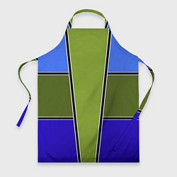 Фартук кулинарный Зелено- синий геометрический дизайн, цвет: 3D-принт