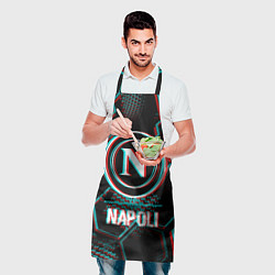 Фартук кулинарный Napoli FC в стиле glitch на темном фоне, цвет: 3D-принт — фото 2