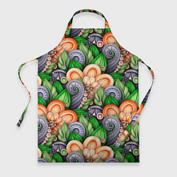 Фартук кулинарный Объемные лепестки цветов и листья, цвет: 3D-принт