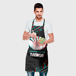 Фартук кулинарный Значок Daewoo в стиле glitch на темном фоне, цвет: 3D-принт — фото 2