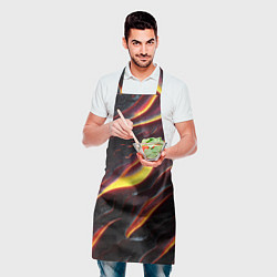 Фартук кулинарный Огонь сквозь расколы в плите как магическая лава, цвет: 3D-принт — фото 2