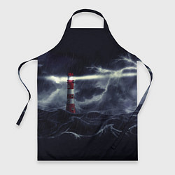 Фартук кулинарный Маяк и штормовое море в ночи, цвет: 3D-принт