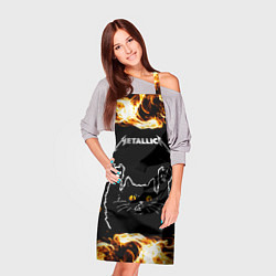 Фартук кулинарный Metallica рок кот и огонь, цвет: 3D-принт — фото 2