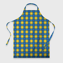 Фартук кулинарный Желтый с синим клетчатый модный узор, цвет: 3D-принт