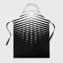Фартук кулинарный Черно-белая симметричная сетка из треугольников, цвет: 3D-принт