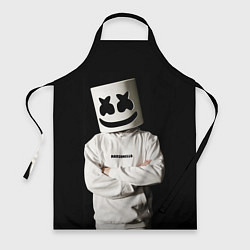 Фартук кулинарный Marshmello на чёрном фоне, цвет: 3D-принт