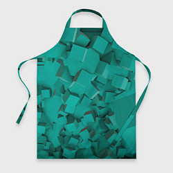 Фартук кулинарный Абстрактные сине-зелёные кубы, цвет: 3D-принт