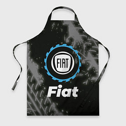 Фартук кулинарный Fiat в стиле Top Gear со следами шин на фоне, цвет: 3D-принт