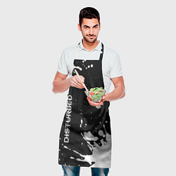 Фартук кулинарный Disturbed и рок символ на темном фоне, цвет: 3D-принт — фото 2