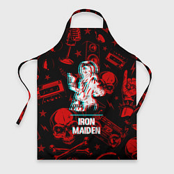 Фартук кулинарный Iron Maiden rock glitch, цвет: 3D-принт