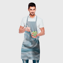 Фартук кулинарный Волнообразные синие текстуры, цвет: 3D-принт — фото 2