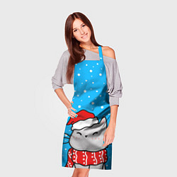 Фартук кулинарный Снегопад - котик в шапочке, цвет: 3D-принт — фото 2