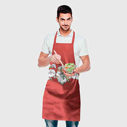 Фартук кулинарный Игрушечный дед Мороз и зайцы, цвет: 3D-принт — фото 2