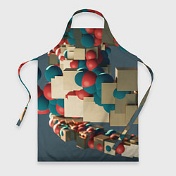 Фартук кулинарный Абстрактное совмещение кубиков и шаров, цвет: 3D-принт