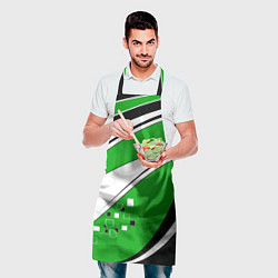 Фартук кулинарный Абстрактный узор черно зеленый с белым, цвет: 3D-принт — фото 2
