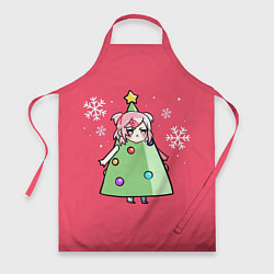 Фартук кулинарный Аниме девочка в костюме ёлки, цвет: 3D-принт