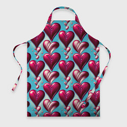Фартук кулинарный Паттерн красные абстрактные сердца, цвет: 3D-принт