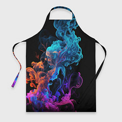 Фартук кулинарный Неоновый цветной дым на черном фоне, цвет: 3D-принт