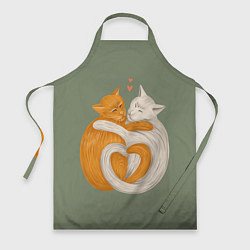 Фартук кулинарный Любовь котов сердце, цвет: 3D-принт