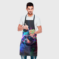 Фартук кулинарный Енот в неоновой дымке, цвет: 3D-принт — фото 2