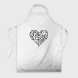 Фартук кулинарный Сердце в стиле тату, цвет: 3D-принт