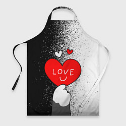Фартук кулинарный Котик держит сердечко, цвет: 3D-принт