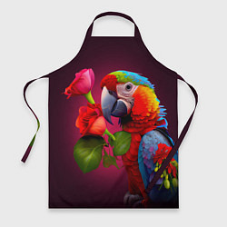 Фартук кулинарный Попугай ара с цветами, цвет: 3D-принт