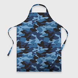 Фартук кулинарный Сине-черный камуфляж, цвет: 3D-принт