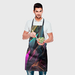 Фартук кулинарный Неоновые абстрактные полигоны, цвет: 3D-принт — фото 2