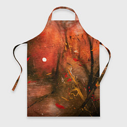 Фартук кулинарный Абстрактный красный туман и краски, цвет: 3D-принт