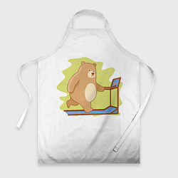 Фартук кулинарный Медведь на беговой дорожке, цвет: 3D-принт