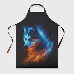 Фартук кулинарный Водно-огненная стихия волка, цвет: 3D-принт