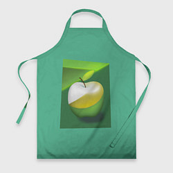 Фартук кулинарный Зеленое яблоко на мятном фоне, цвет: 3D-принт