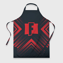 Фартук кулинарный Красный символ Fortnite на темном фоне со стрелкам, цвет: 3D-принт