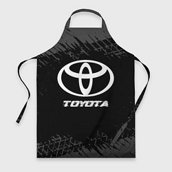 Фартук кулинарный Toyota speed на темном фоне со следами шин, цвет: 3D-принт