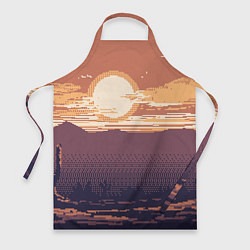 Фартук кулинарный Пиксельный пейзаж пустыни, цвет: 3D-принт