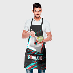 Фартук кулинарный Roblox в стиле glitch и баги графики на темном фон, цвет: 3D-принт — фото 2