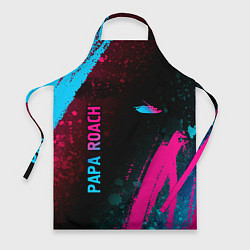 Фартук кулинарный Papa Roach - neon gradient: надпись, символ, цвет: 3D-принт