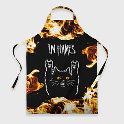 Фартук кулинарный In Flames рок кот и огонь, цвет: 3D-принт