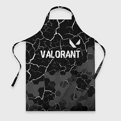 Фартук кулинарный Valorant glitch на темном фоне: символ сверху, цвет: 3D-принт