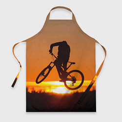 Фартук кулинарный Велосипедист на закате, цвет: 3D-принт