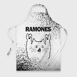 Фартук кулинарный Ramones рок кот на светлом фоне, цвет: 3D-принт