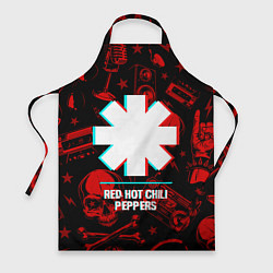 Фартук кулинарный Red Hot Chili Peppers rock glitch, цвет: 3D-принт