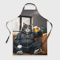 Фартук кулинарный Толстый кот со стаканом пива, цвет: 3D-принт