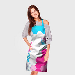 Фартук кулинарный Porsche neon gradient style: надпись, символ, цвет: 3D-принт — фото 2