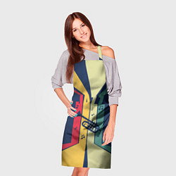 Фартук кулинарный Труба в разноцветных полосах Jazz music, цвет: 3D-принт — фото 2