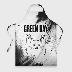 Фартук кулинарный Green Day рок кот на светлом фоне, цвет: 3D-принт